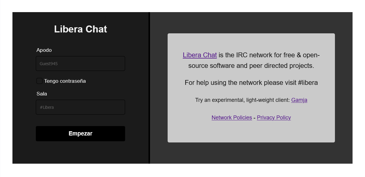 plugin liberachat login